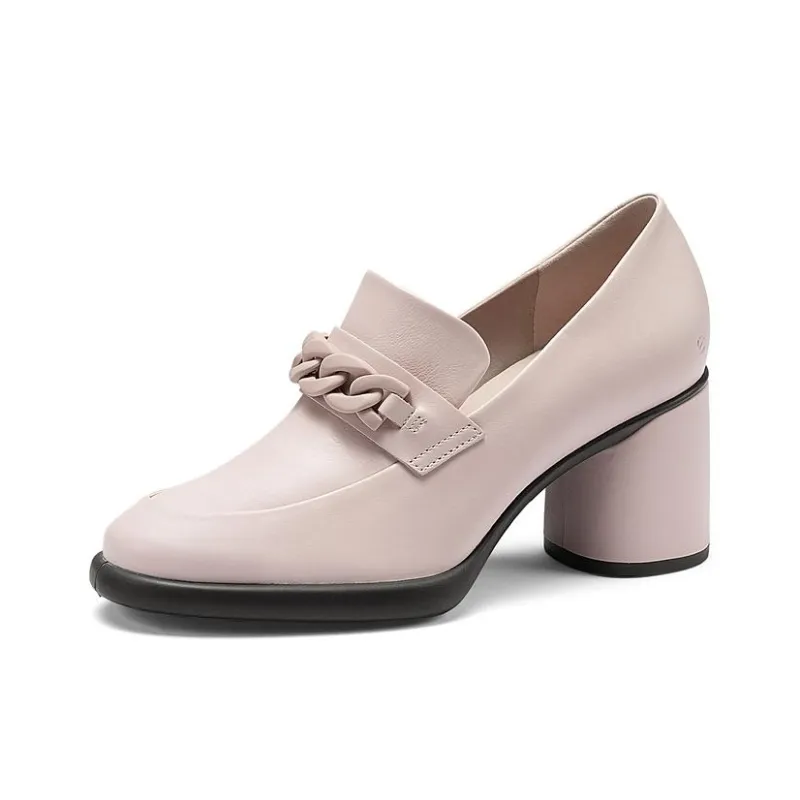 Ecco Chunky Heel High Heels 7.5cm Women's Pink-1