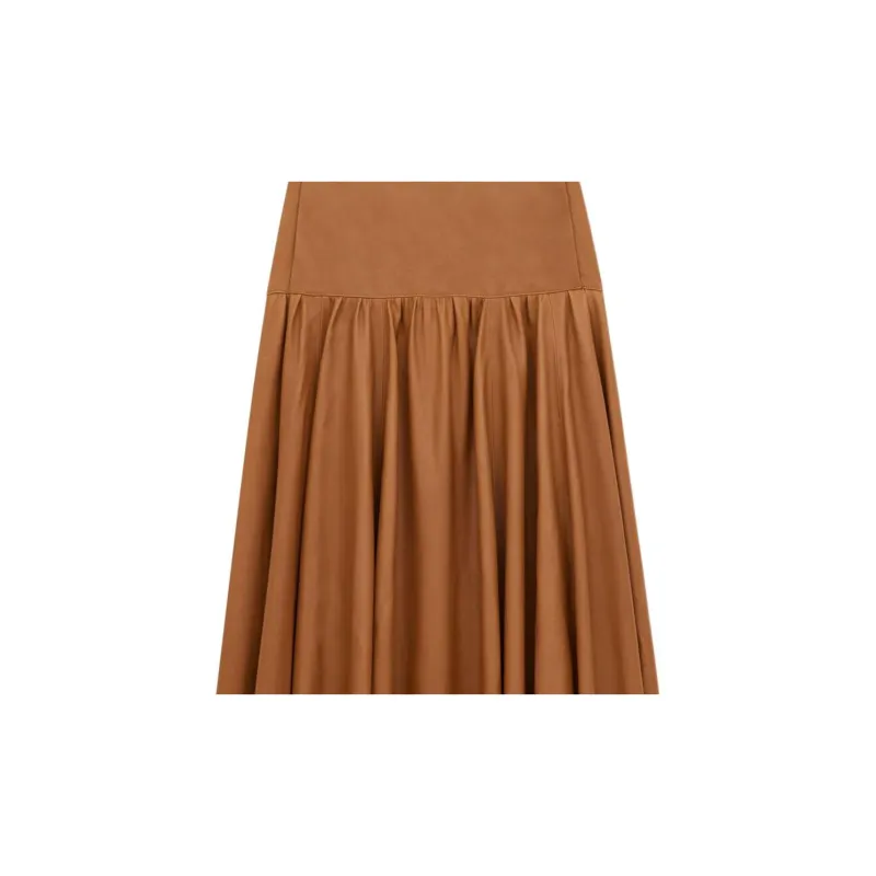 SAINT LAURENT Leather Midi Skirt-4