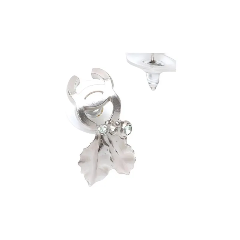 CHANEL 2005 Cc Leaf Stud Earrings-2
