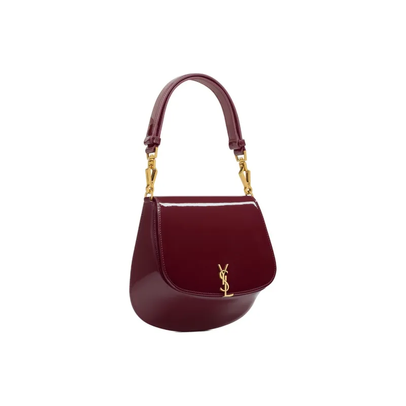 SAINT LAURENT Patent Leather Handbag, Shoulder Bag Women's Dark Burgundy-1