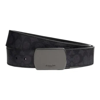 COACH Artificial Leather Leather Belts Unisex Black Width  3.8cm