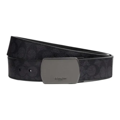 COACH Artificial Leather Leather Belts Unisex Black Width  3.8cm