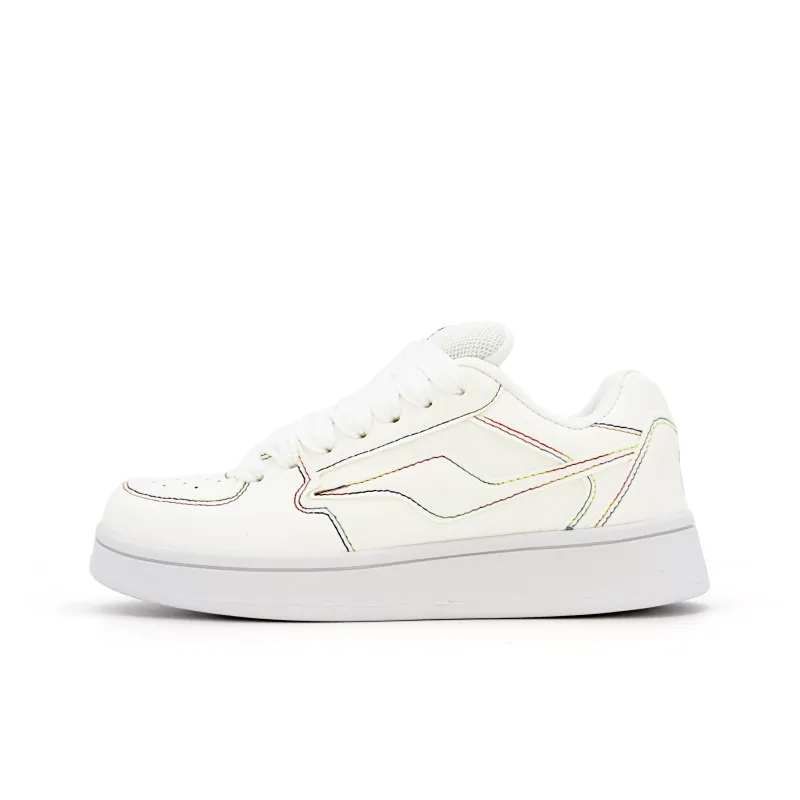 UNIITY Skateboard Shoes Women's Low Top White Rainbow-1