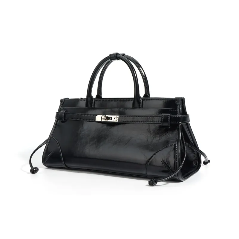 COURONNE Top Grain Cow Leather Crossbody Handbag Women's Blackcurrant Purple/Ecru/Light Milk Tea/Black-7