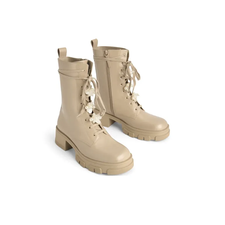CHARLES&KEITH Martin Boots Women's Black/Flesh-5