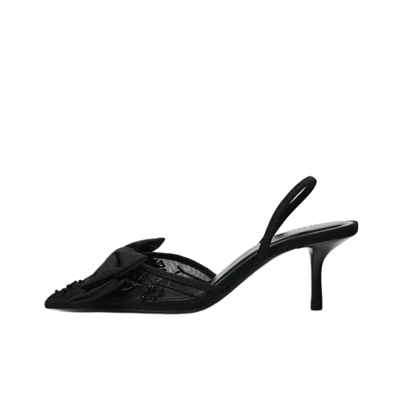 ZARA Slim Heel High Heels 7cm Women's Black-0
