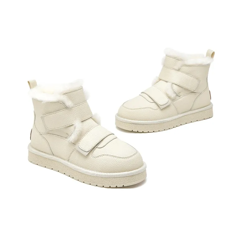 Beau Today Abrasion Resistant Slip Resistant Short Mid Calf Snow Boots Women's White-3