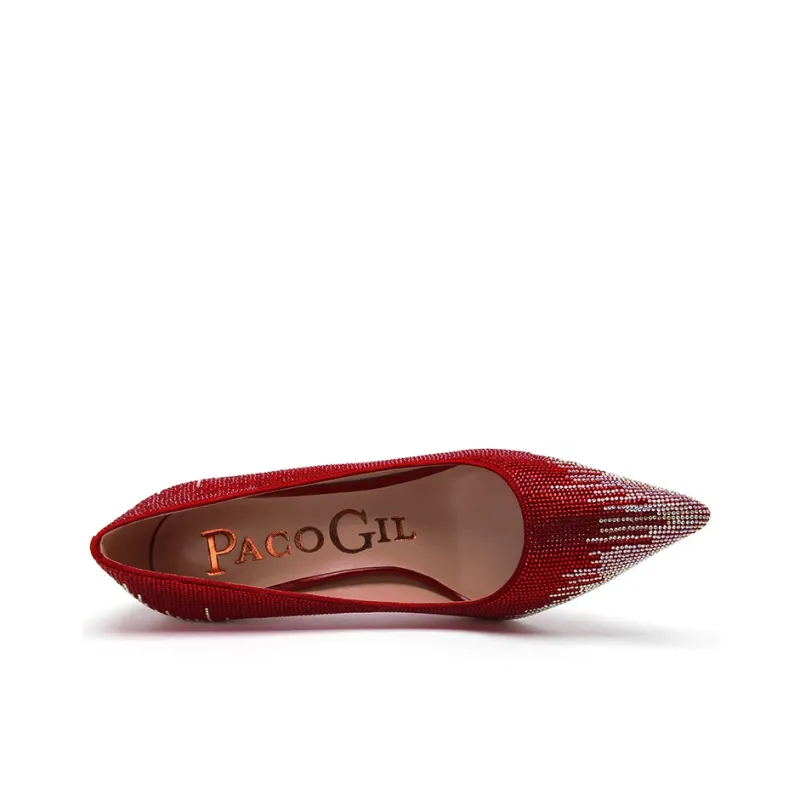 PACO GIL Slim Heel High Heels 7.5cm Women's Red-3