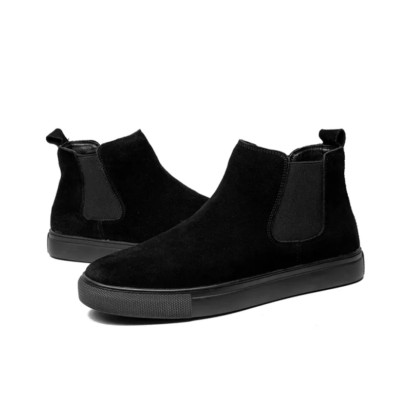 YEDANI Ankle Boots Men Black Base Single Layer Shoes/White Base Unlined Shoes-3