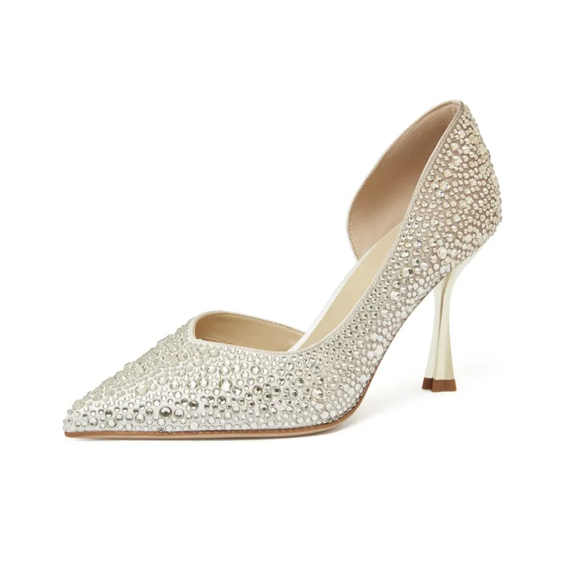 Lazi Slim Heel High Heels 8.5cm Women's Champagne-0