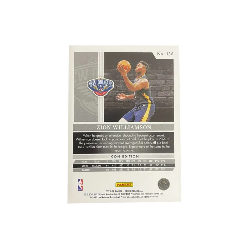 PANINI 2021 22 NOIR Pelican Zion Anthony Takeshi Goda 27/99 Serial Star Card Condition Passed Sports Cards 1 Pc-1