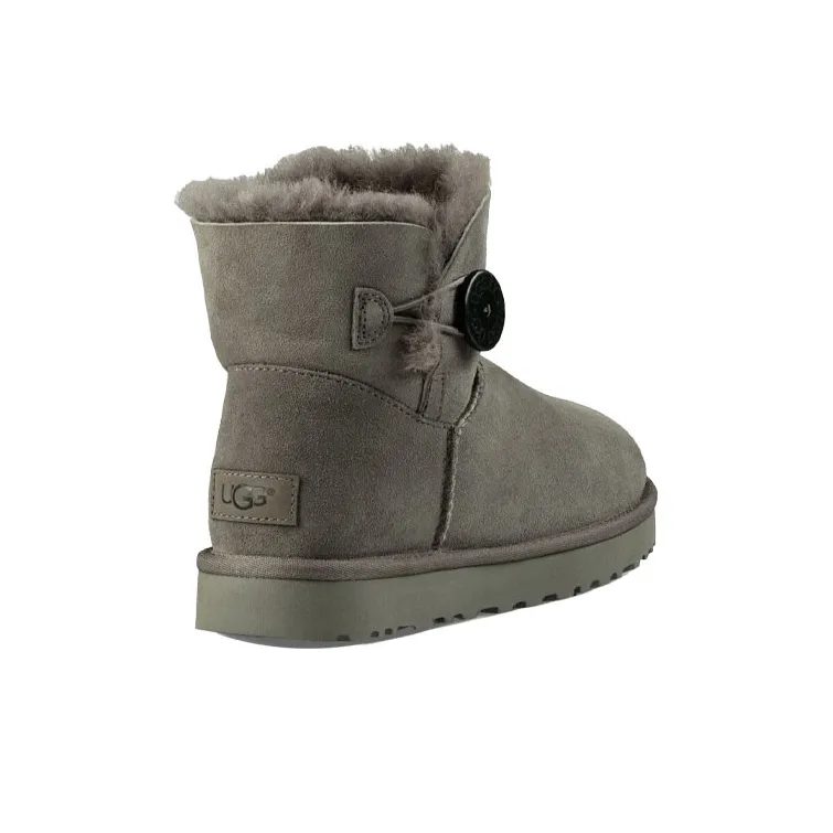 UGG Mini Bailey Button Ii Boot Fleece Lined Gray Women's-3