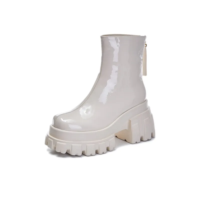 POOQ Ankle Boots Women's Beige/Black/Burgundy-1