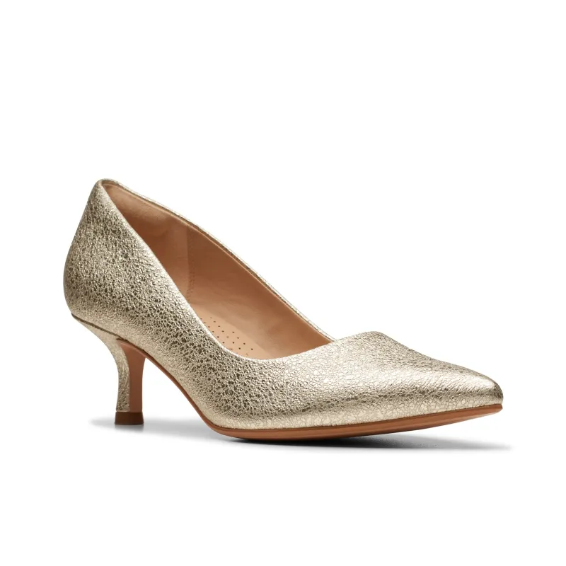 Clarks Chunky Heel High Heels 5.5cm Women's Gold-1