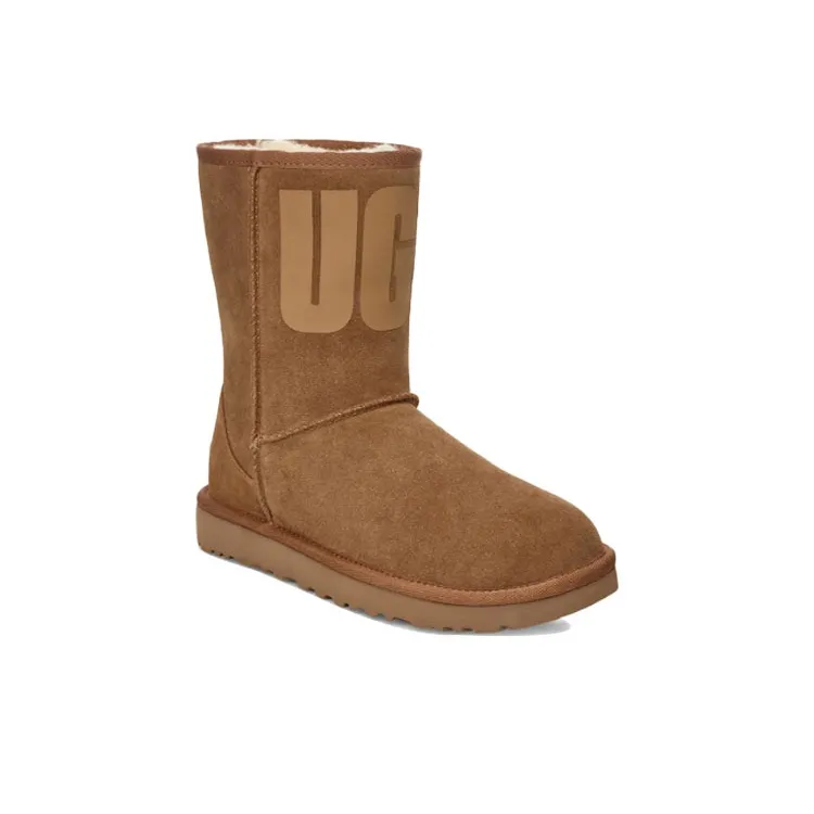 UGG Classic Short UGG Rubber Logo Fleece Lined Women's-2