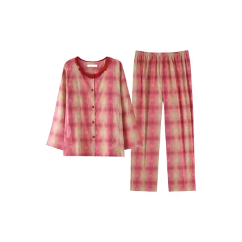 ZumashL Luxury Designer Series Pajama Set Women's Plaid Fuchsia