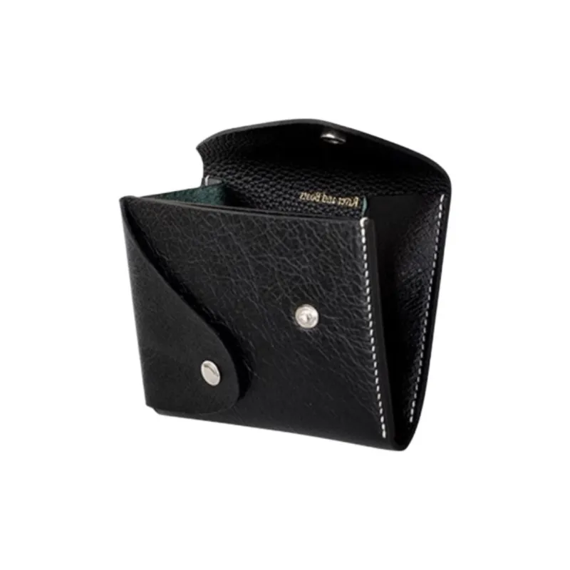HELIUYUZHOU Top Grain Cow Leather Wallet Unisex Black-2