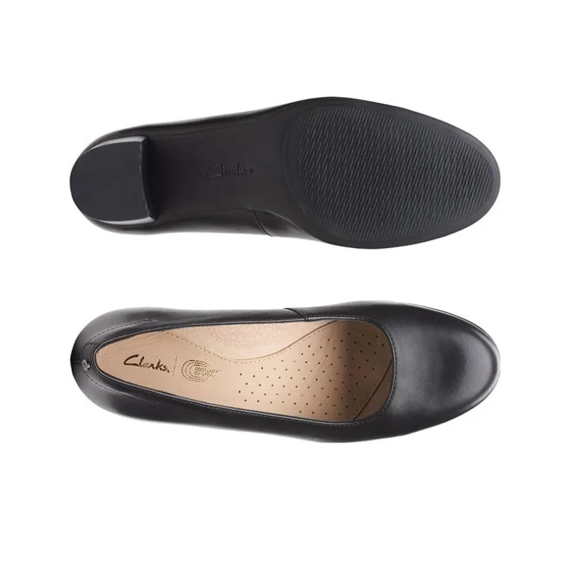 Clarks Chunky Heel High Heels Women's Black-4