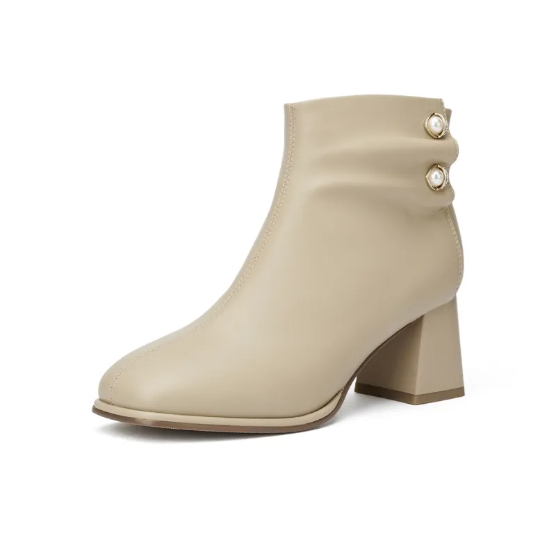 GEMEIQ Ankle Boots Women's Black/Ecru/Milk Tea-4