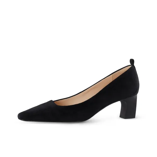 7or9 Black Pineapple Chunky Heel Air Cotton High Heels 5cm Women's Black