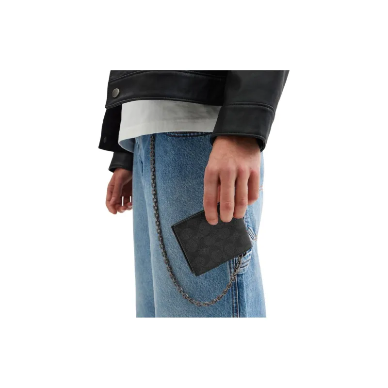 COACH Coated Canvas Wallet Mini Women's Charcoal-3