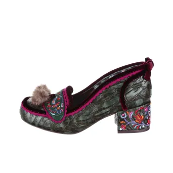 IRREGULAR CHOICE Cosy Cottontail Chunky Heel High Heels 5cm Women's Green
