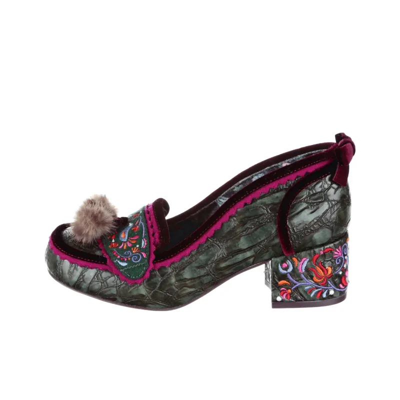 IRREGULAR CHOICE Cosy Cottontail Chunky Heel High Heels 5cm Women's Green-0