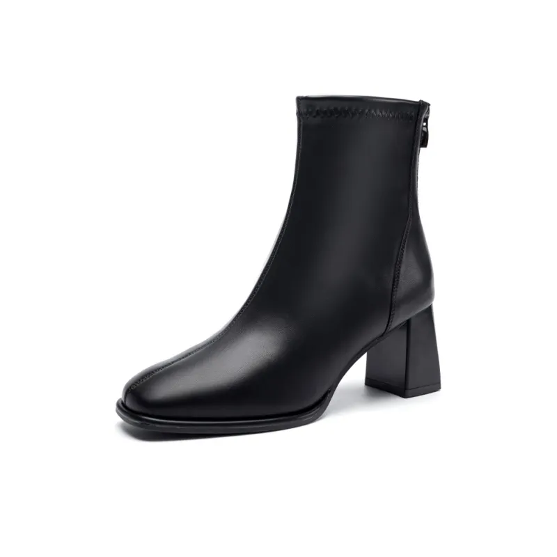 ZHR Ankle Boots Women's Black/Milk Tea/Beige-2