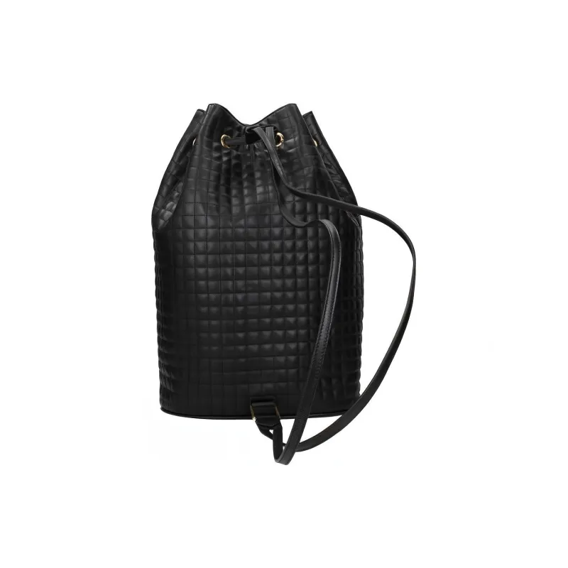 CELINE Calfskin Backpack Medium Size Women's Black-3