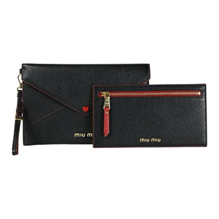 MIU MIU Lambskin Envelope Bag, Clutch Women's Black-2