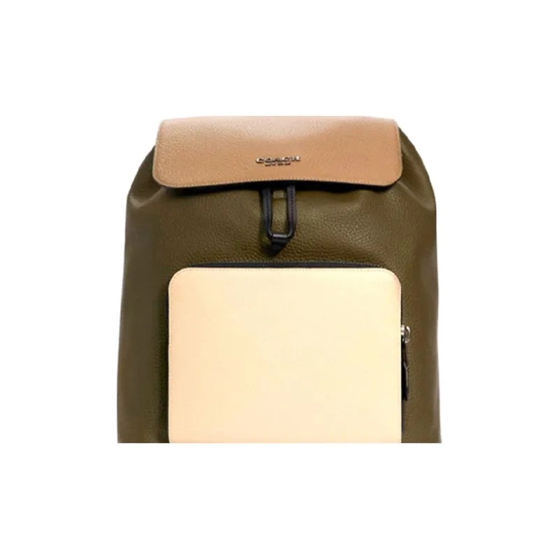 COACH Turner Cow Leather Backpack Large Size Men's Jasper Khaki Multicolor-4