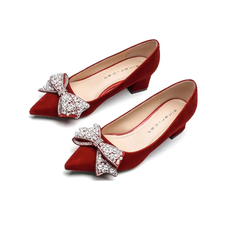 Ainer cat Chunky Heel High Heels 5cm Women's Red-2