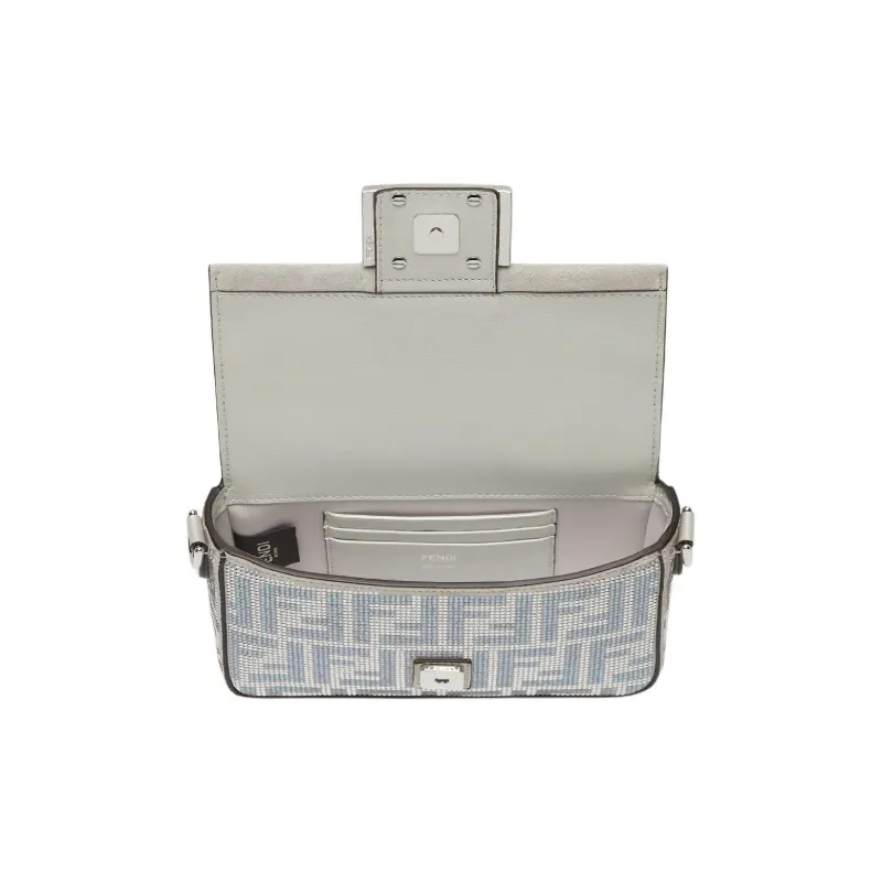 FENDI Baguette Calfskin Shoulder Bag, Crossbody Bag, Handbag Mini Women's White-3