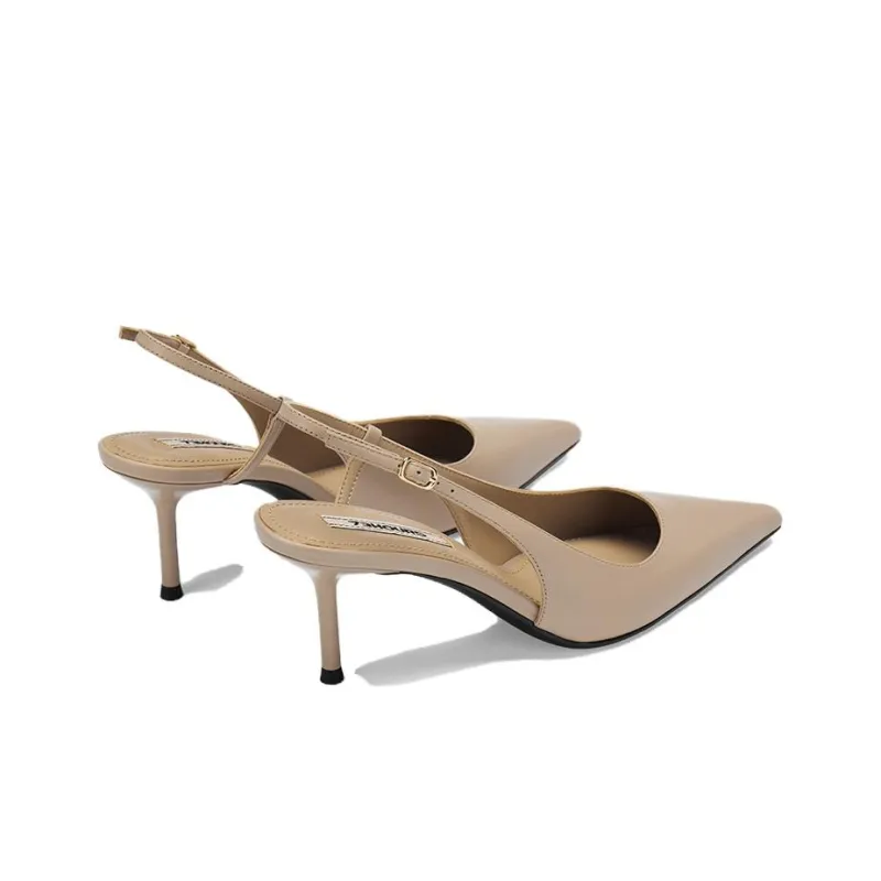 73Hours 45-Degree Elegant Slim Heel High Heels 8cm Women's Black/Gray/Apricot-14
