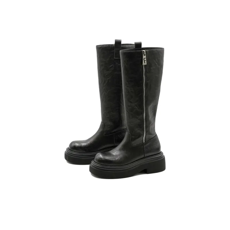Little Sue Unique Design Trendy Fashion British Style Shiny Chelsea Long Boots Knee-high Boots Women's-16