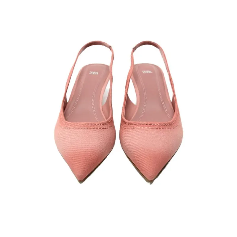 ZARA Slim Heel High Heels 4cm Women's Rose Red-2