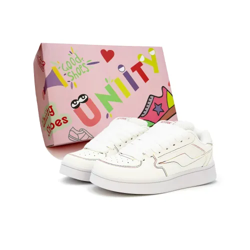 UNIITY Skateboard Shoes Women's Low Top White Rainbow