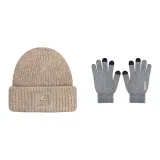 Brown Cap+Black White Glove