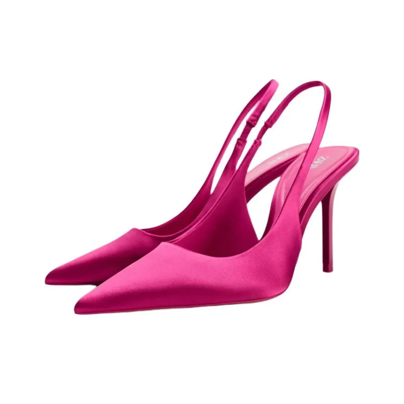 ZARA Slim Heel High Heels 9.5cm Women's Pink-1