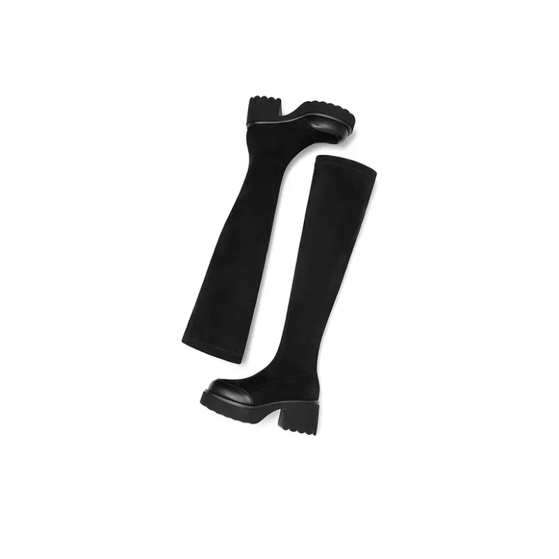 RED DRAGONFLY Elastic Knee High Boots 8CM Women's-3