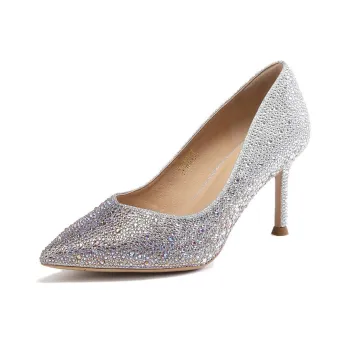 ST&SAT Slim Heel High Heels 8.3cm Women's Silver Purple