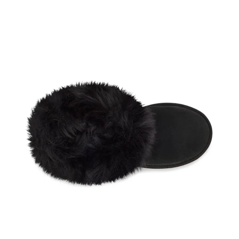 UGG Classic Mini Fluff Collar Fleece Lined Black Women's-4