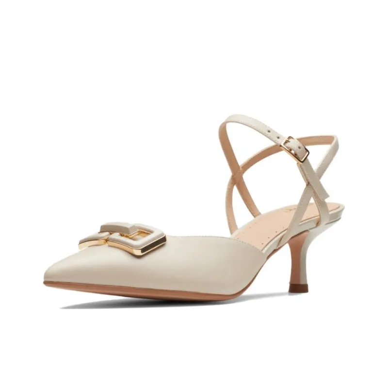 Clarks Slim Heel High Heels 5.5cm Women's White-1