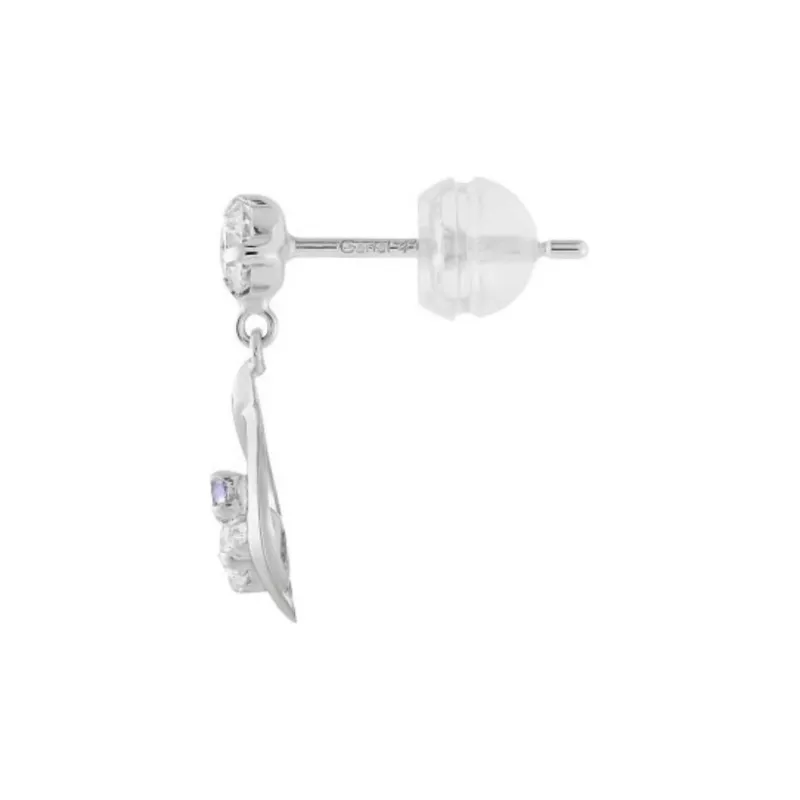 Canal 4℃ K10 White Gold Rhodium Tanzanite Cubic Zirconia Earrings Women's Silver-1