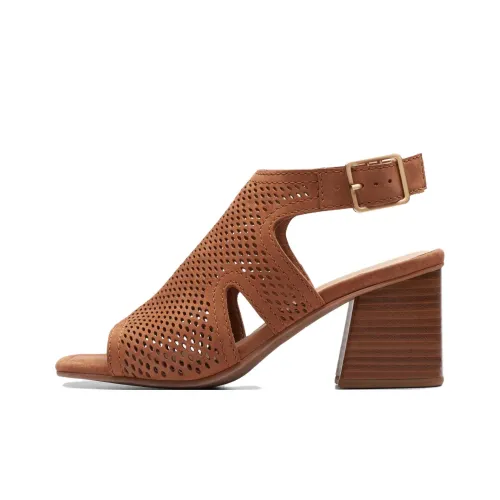 Clarks Siara 65 Flow Chunky Heel High Heels 6.5cm Women's Tan