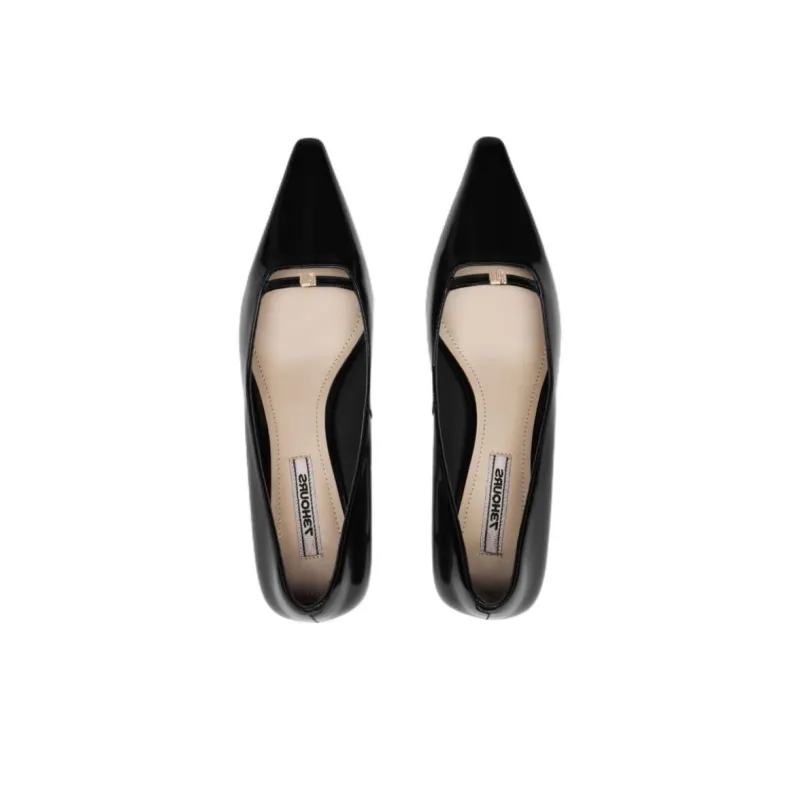 73Hours Urban Freedom Slim Heel High Heels Women's Coffee/Black Ecru-4