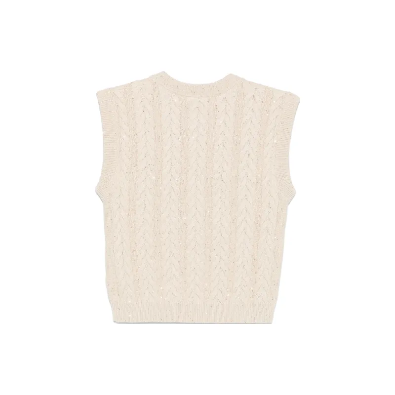 Brunello Cucinelli Dazzling Double Cable Knitted Vest-1