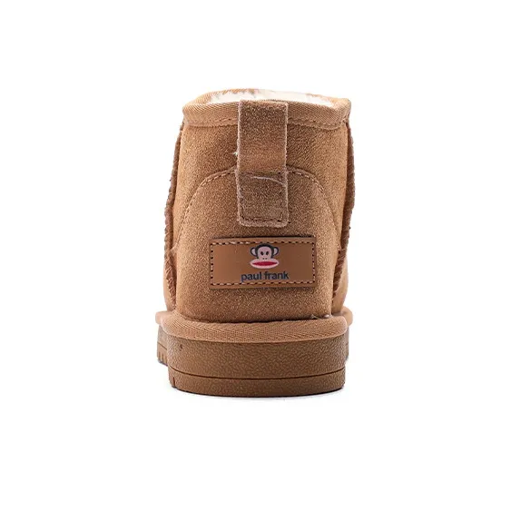 PAUL FRANK Wear Resistant Slip Resistant Warm Short Snow Boots Unisex Light Brown-3