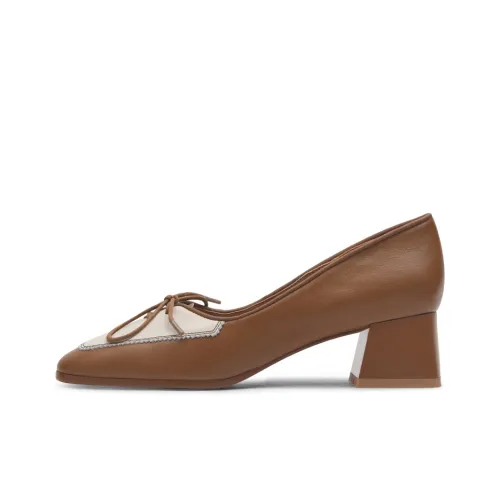 CAMEIDO Chunky Heel High Heels 5cm Women's Apricot