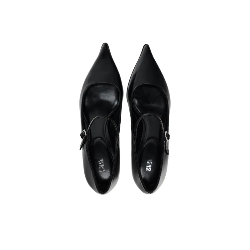 ZARA Slim Heel High Heels 4.5cm Women's Black-3